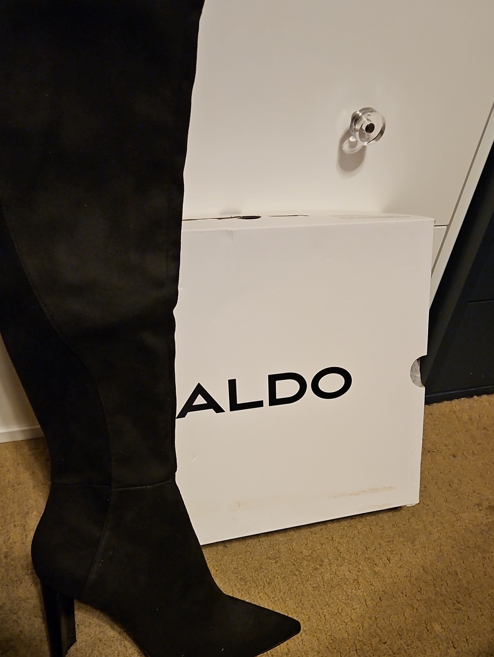 Aldo Black Over-the-Knee Suede Stiletto Boots